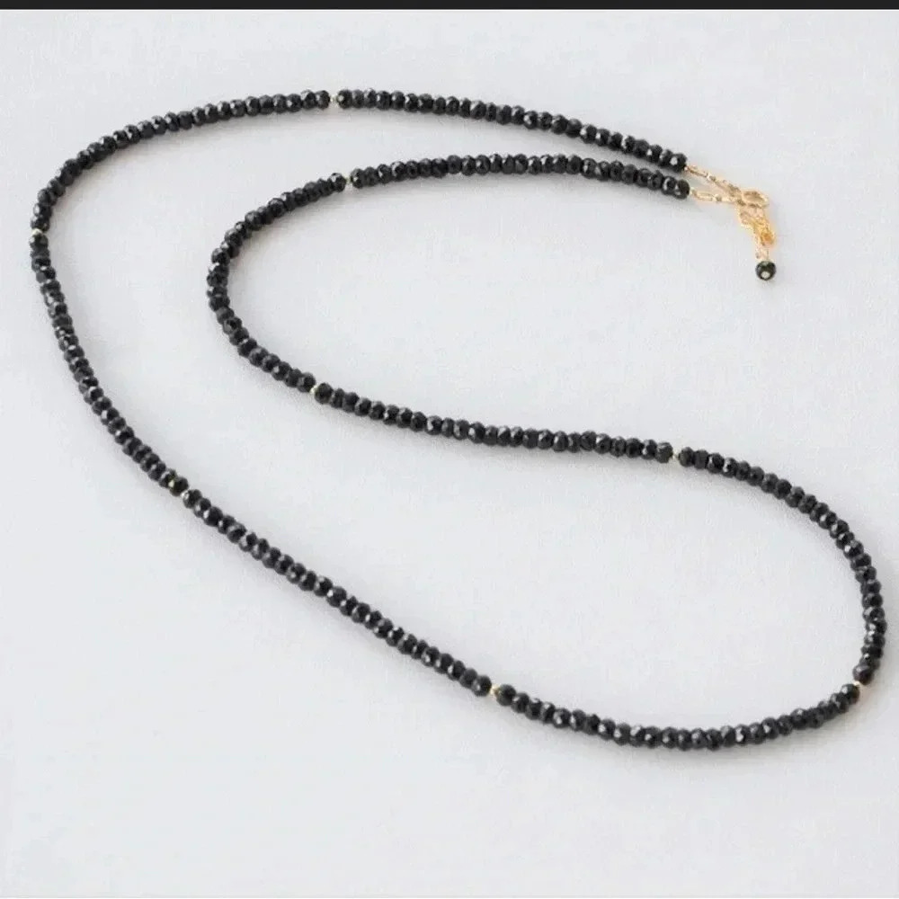 Unisex Necklace,Black Spinel,Black Long Necklace,featured On Chocolate City 2 - Picture 2 of 5